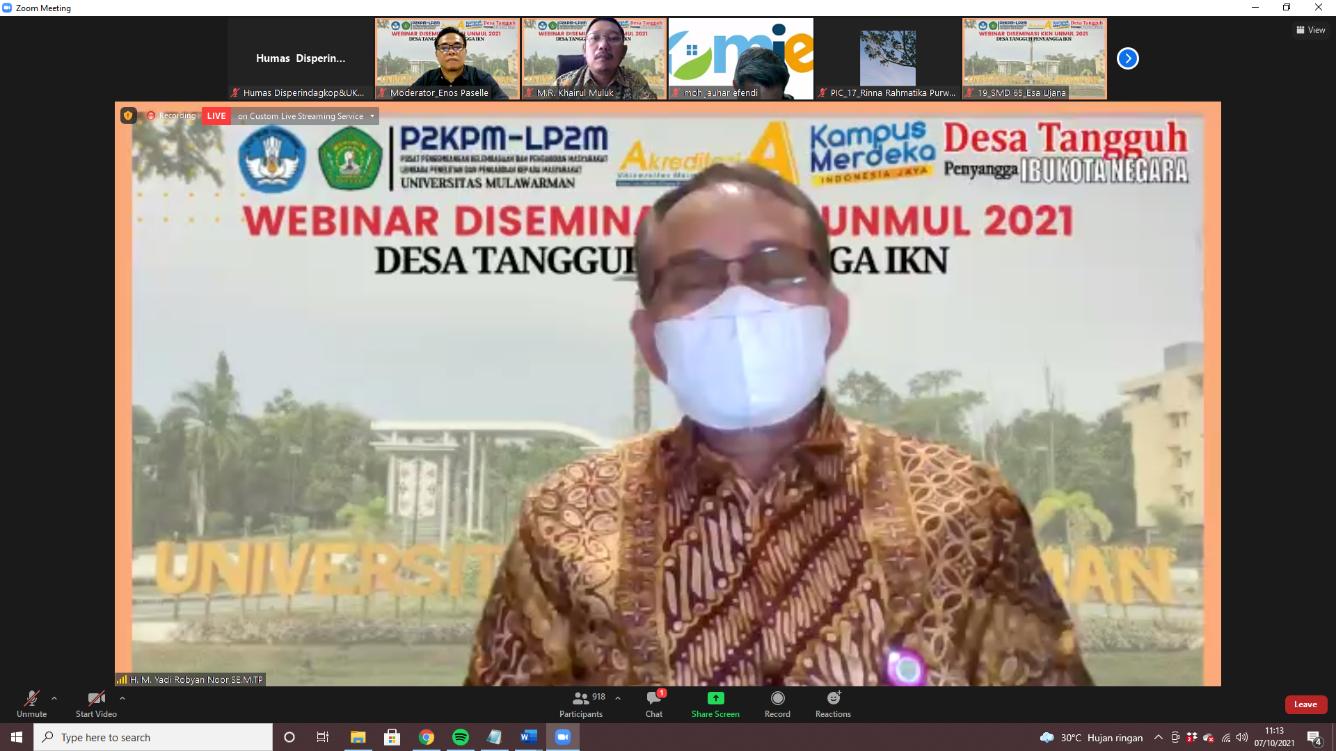 Webinar Diseminasi KKN Unmul “Desa Tangguh, Penyangga IKN”